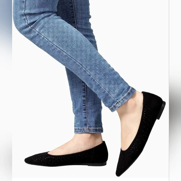 Women's Pointed Toe Ballet Flats Casual Soft Slip On Classic Shoes Black size 7 - Picture 8 of 12
